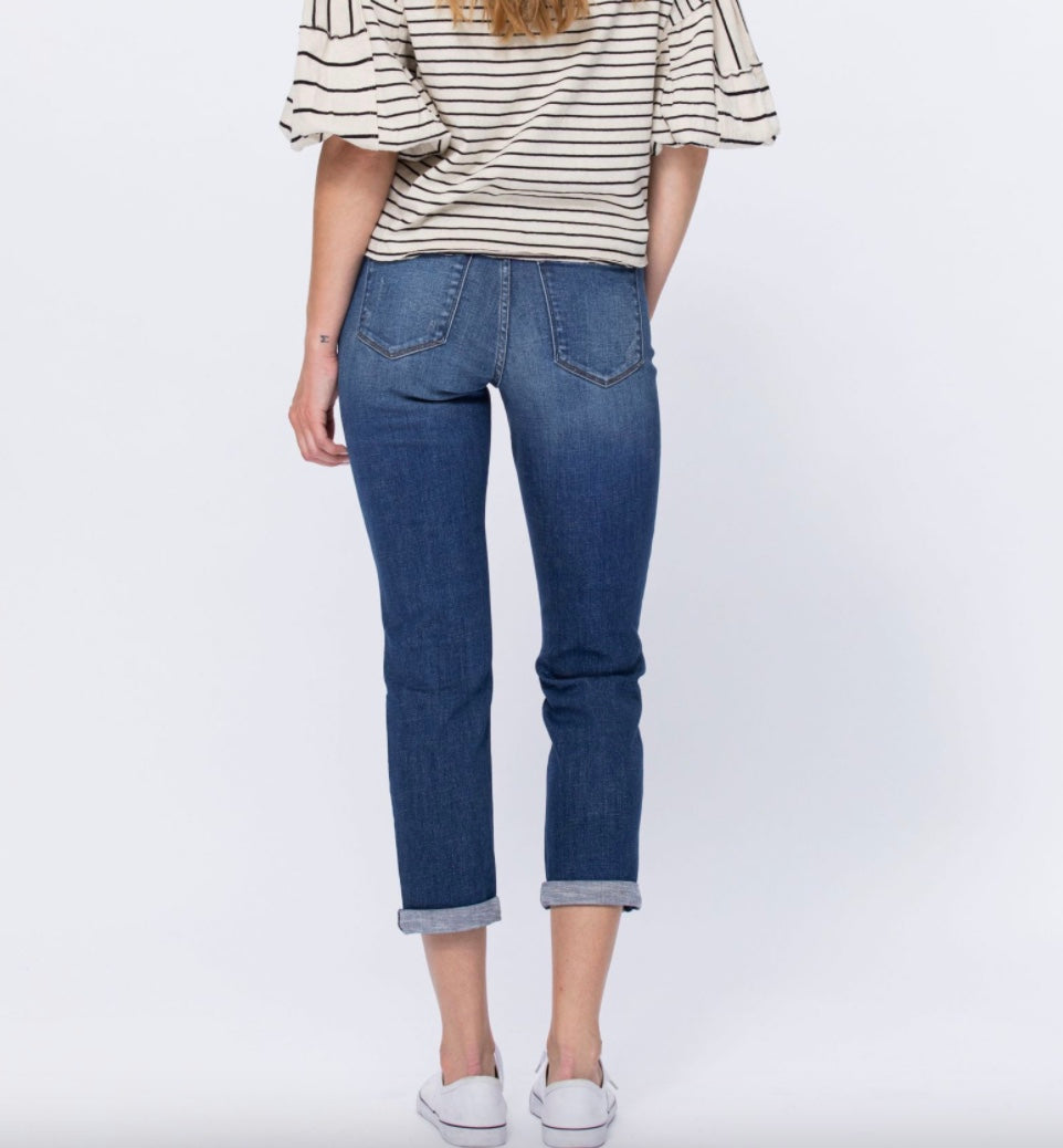 Judy Blue Thermal Patch Boyfriend Jeans