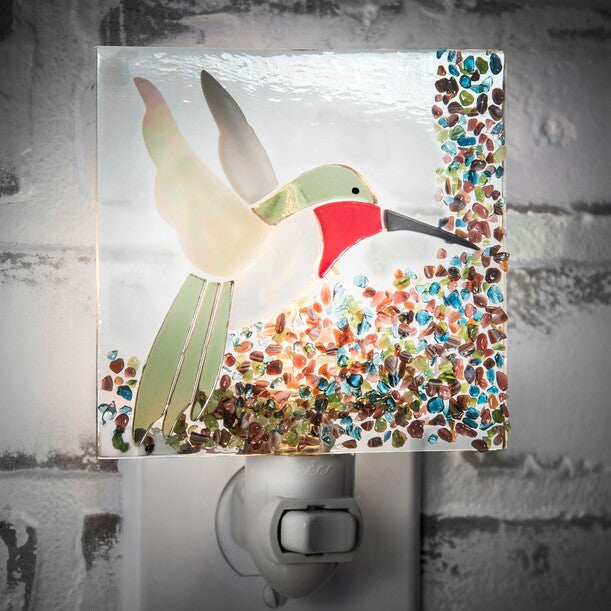 Fused Stained Glass Hummingbird Night Light