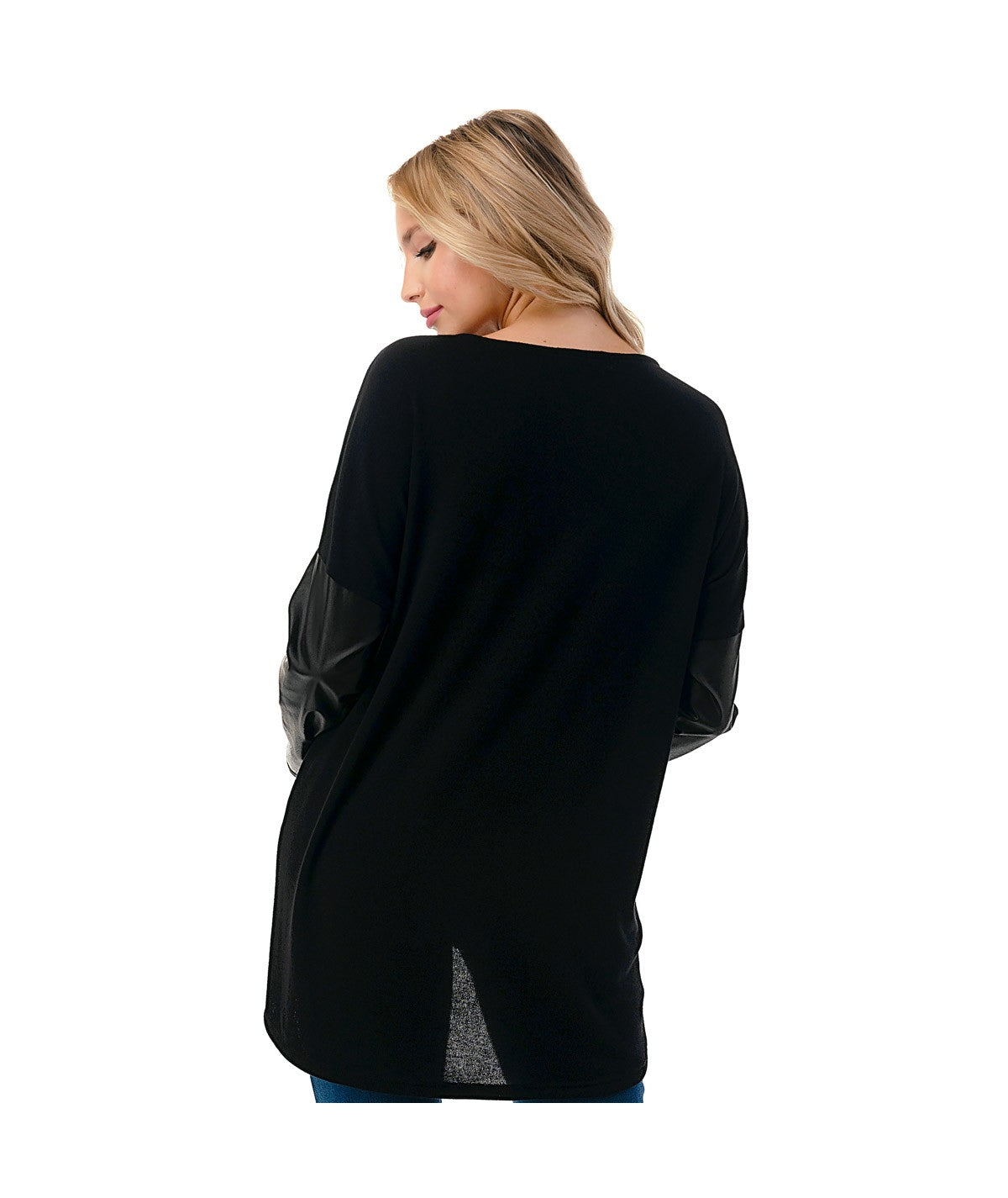 Faux Leather Surplice Top