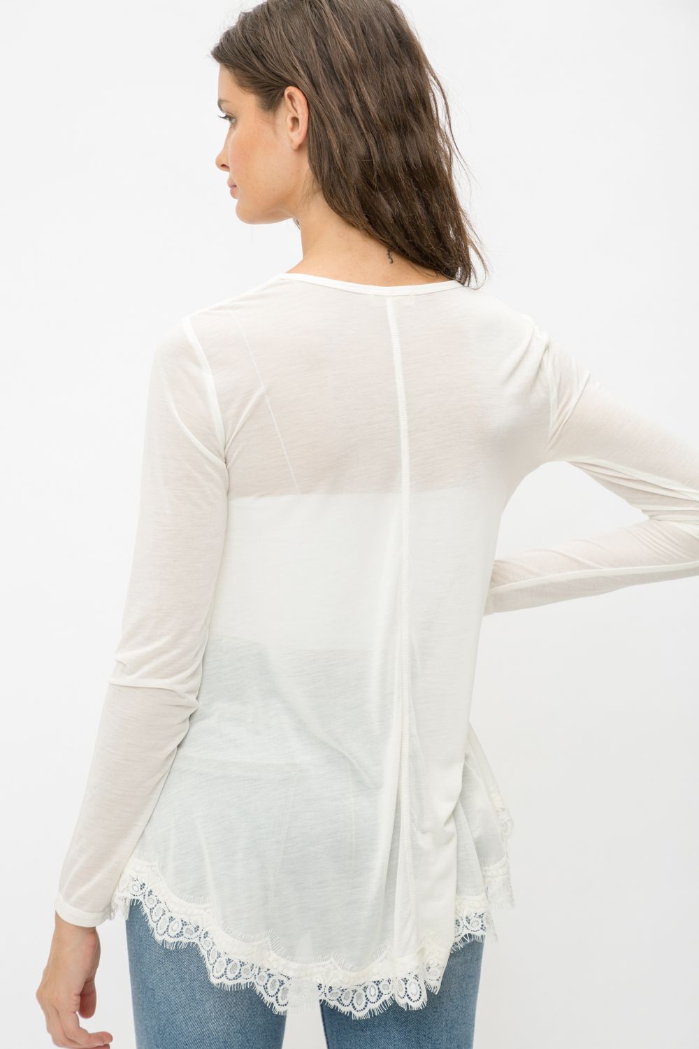 Crochet Bottom Scoop Neck Flare Tunic Top
