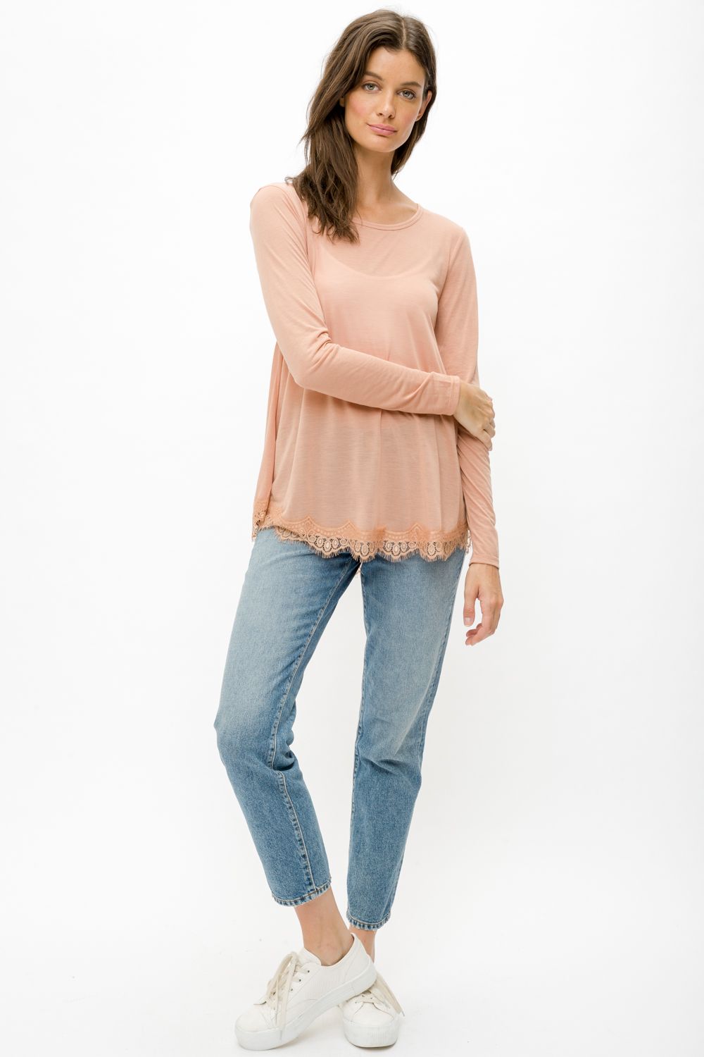 Crochet Bottom Scoop Neck Flare Tunic Top