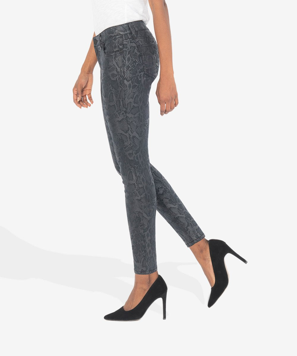 Kut From The Kloth Mia High Rise Fab Ab Slim Fit Skinny (Snakeskin Black)
