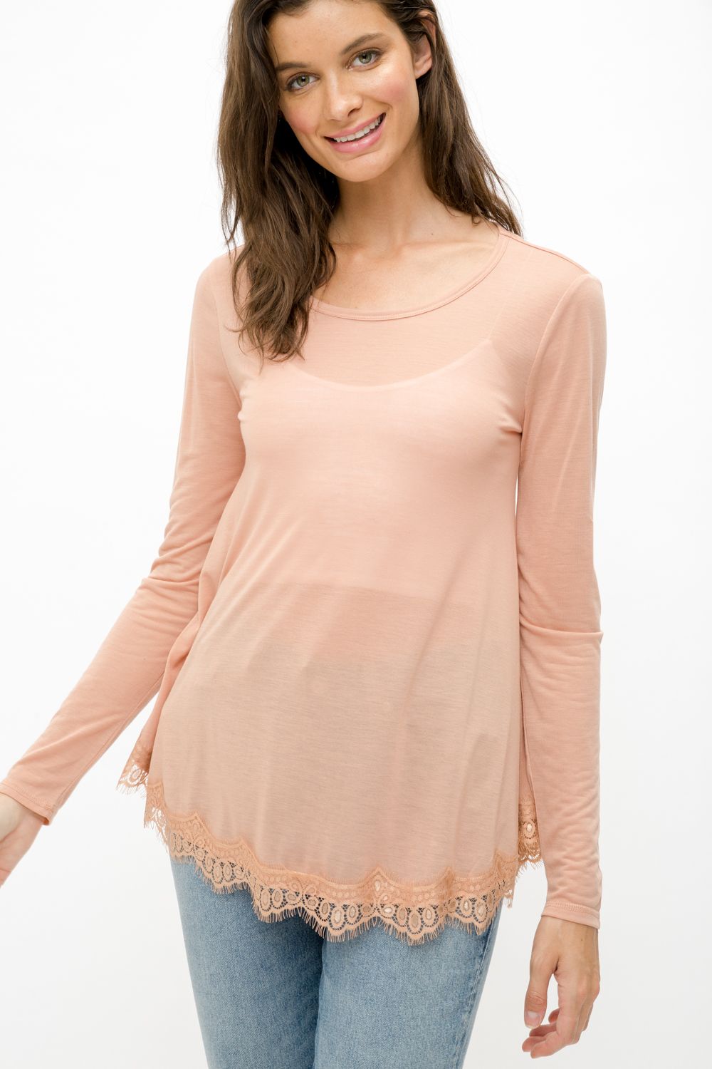 Crochet Bottom Scoop Neck Flare Tunic Top