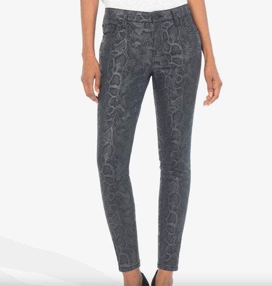 Kut From The Kloth Mia High Rise Fab Ab Slim Fit Skinny (Snakeskin Black)