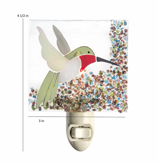 Fused Stained Glass Hummingbird Night Light