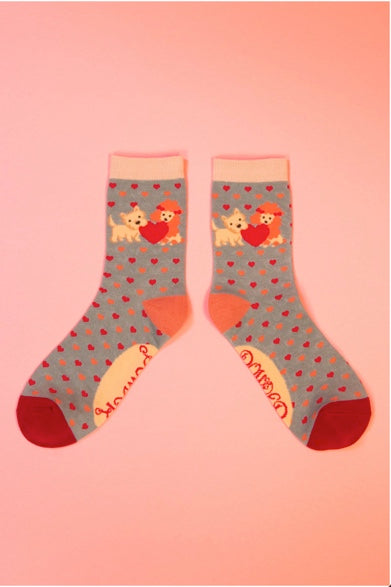 Ladies Ankle Socks Puppy Love
