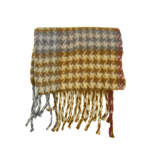 Jewel Tone Oversized Houndstooth fringe Scarf