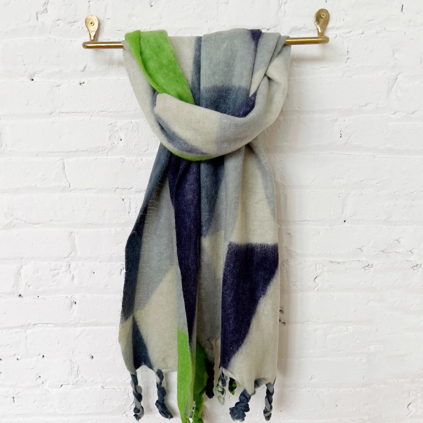 Green Twisted Fringe Scarf
