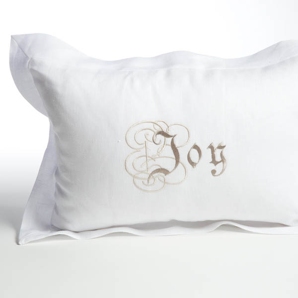 Joy Holiday Linen Decor Pillow