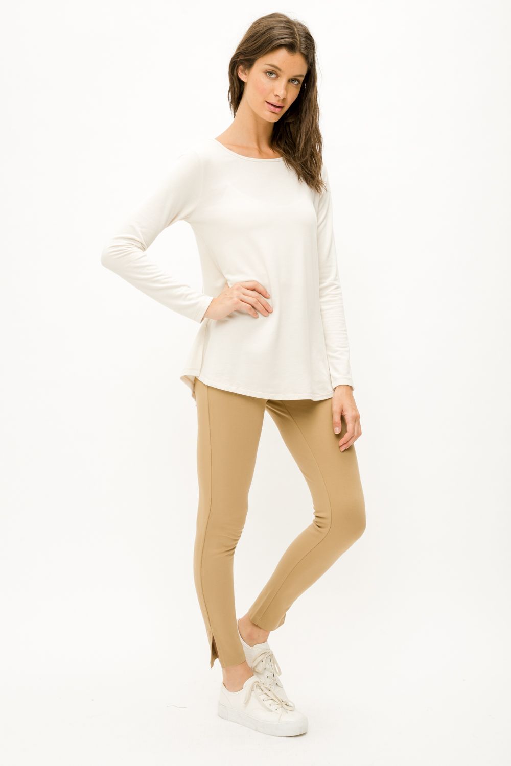 French Terry Scoop Neck Gored Tunic