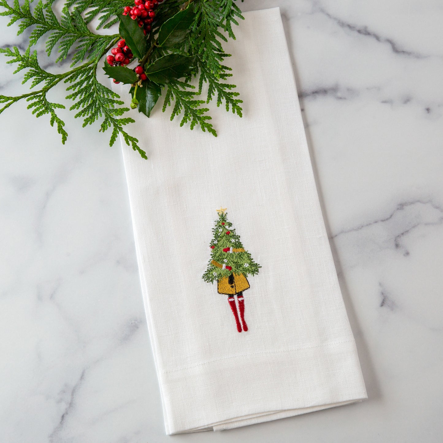 Holiday Girl Linen Towel