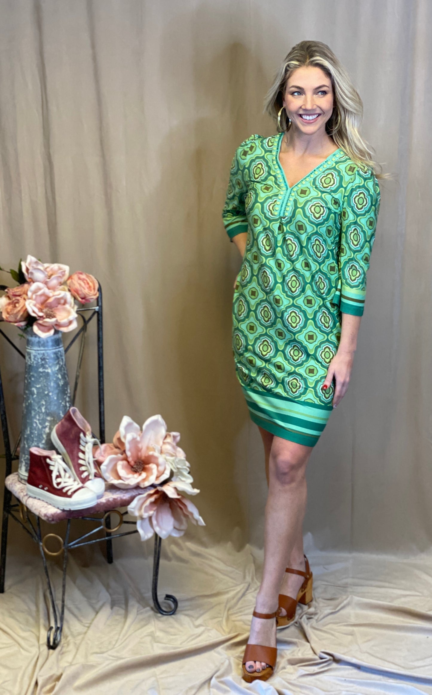 Embellished Geometric Mini Dress