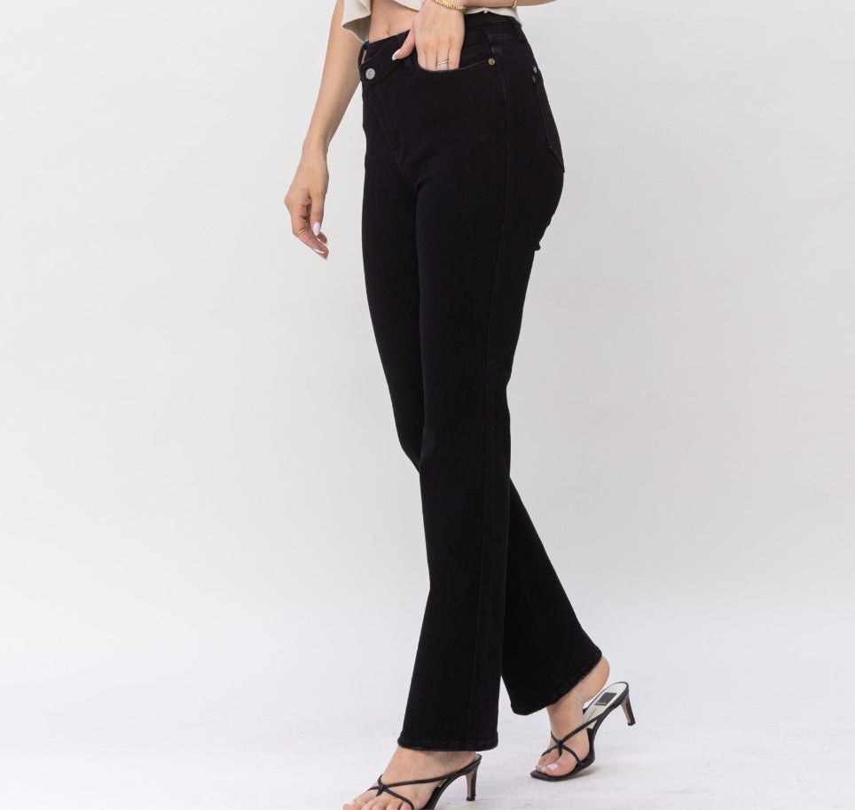 Judy Blue Mid Rise Criss Cross Waist Jeans