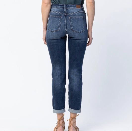 Judy Blue Basic Cuffed Slim Fit Boyfriend Jeans Pizzazz Beloit