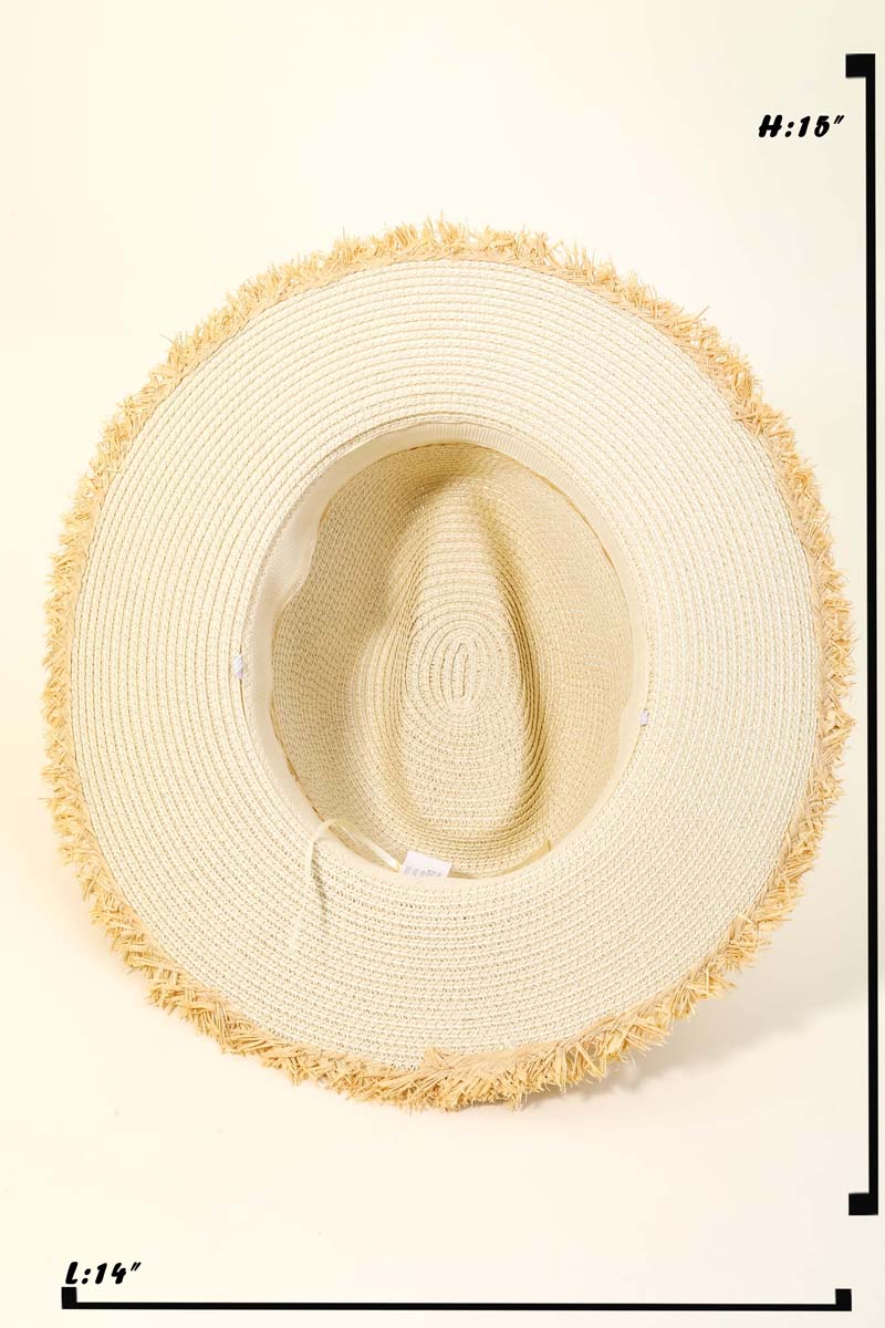 Straw Braided Fringe Fedora Hat