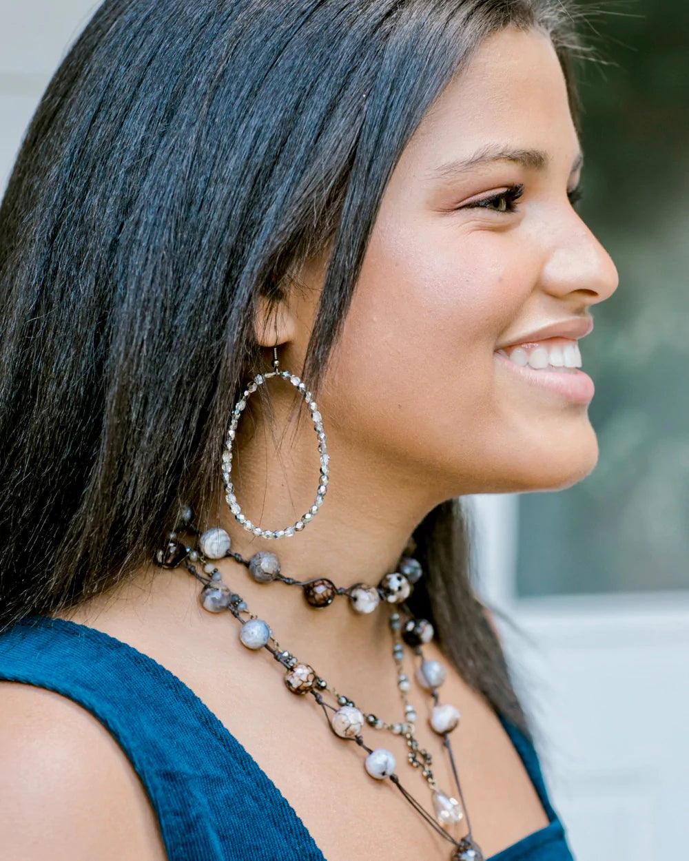 Inspire Designs Big Crystal Hoop Earring