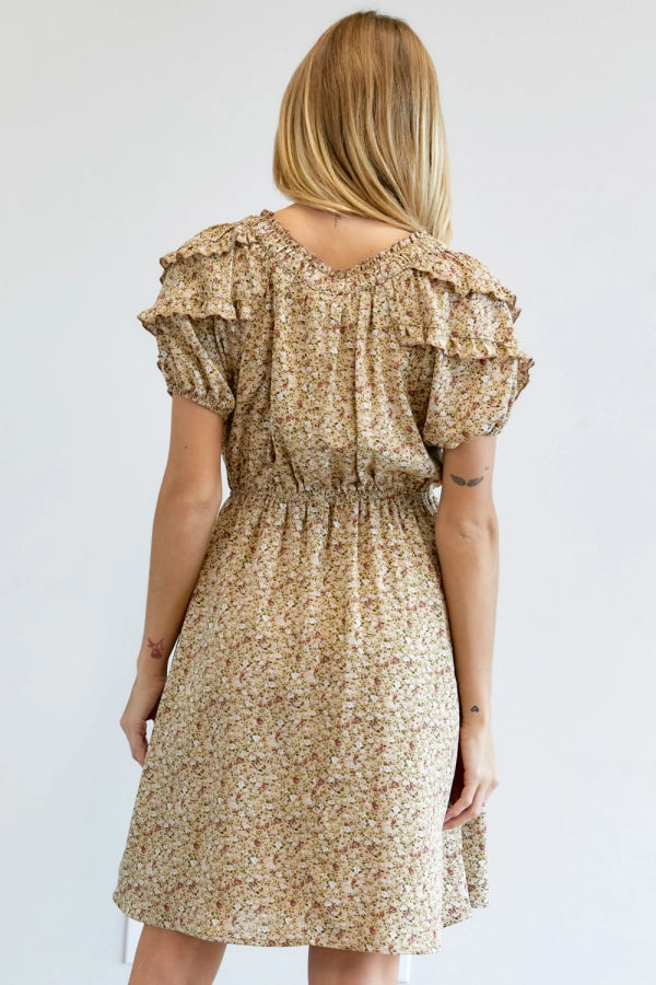 Delicate Vintage Inspired Ruffled Mini Dress