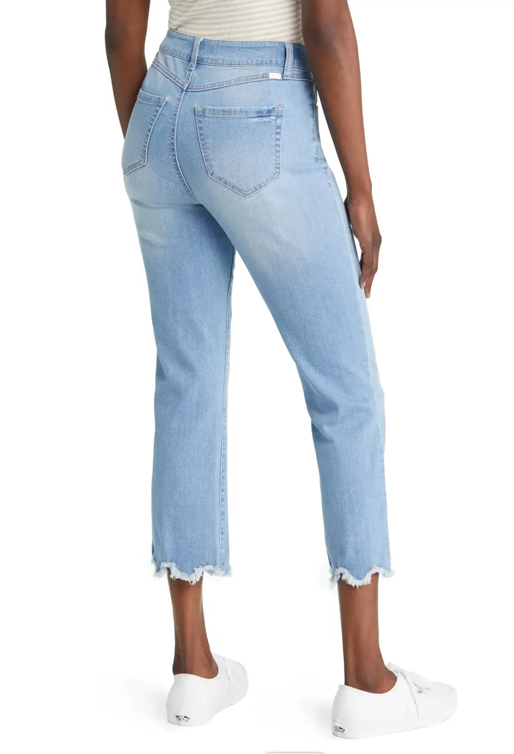 High Rise Capri With Scallop Fray Hem