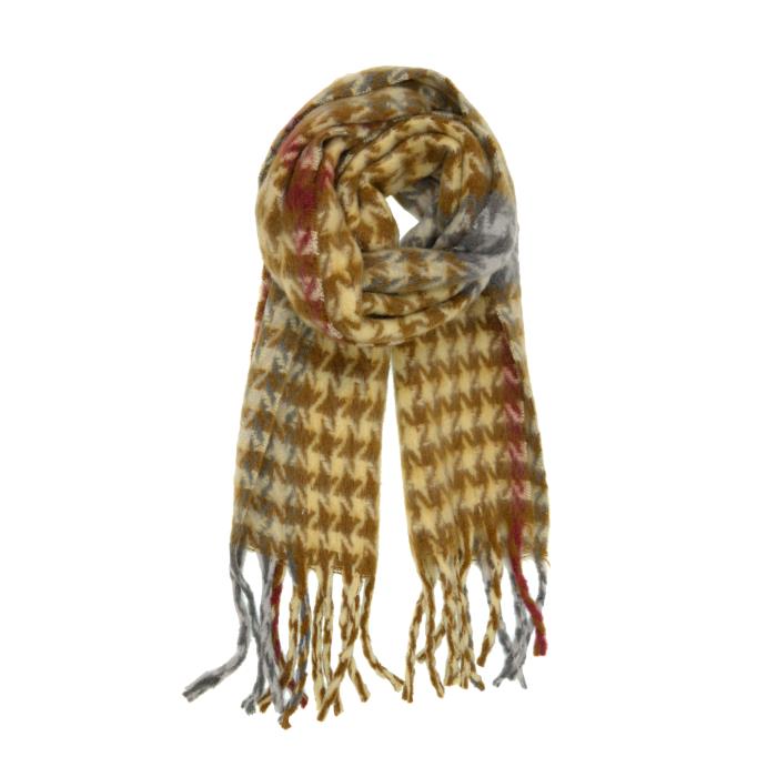Jewel Tone Oversized Houndstooth fringe Scarf
