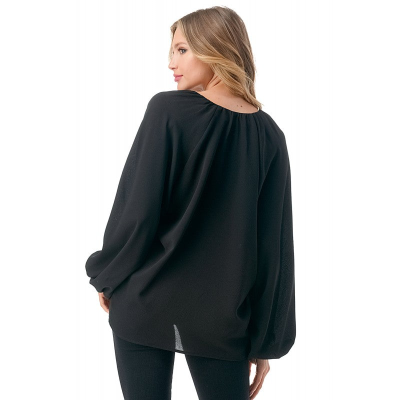 Ring Detail Wide Sleeve Blouse