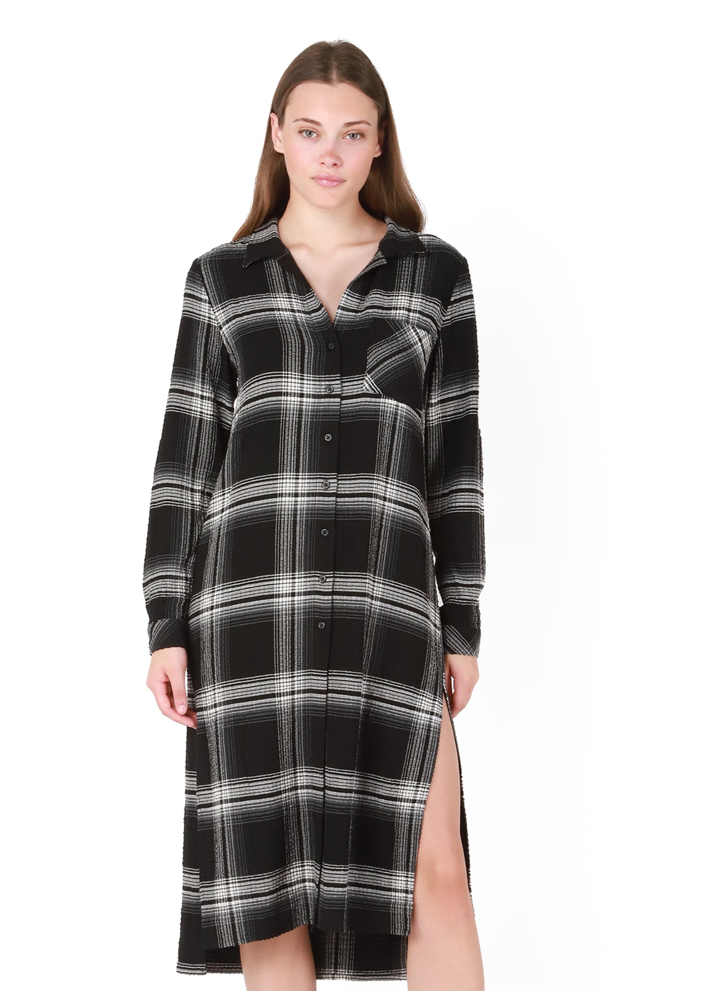 Penthouse Plaid Midi Shirt Dress
