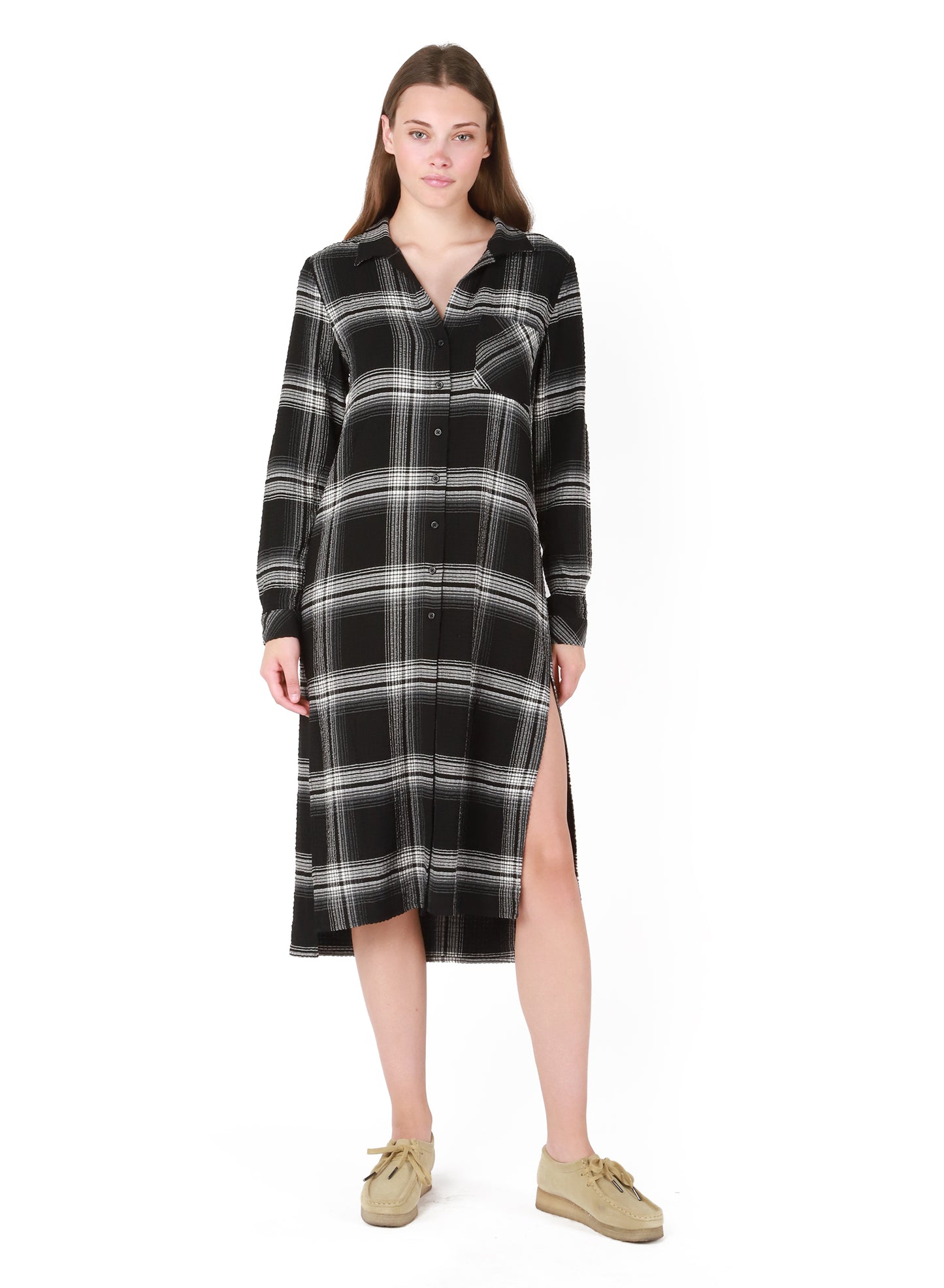 Penthouse Plaid Midi Shirt Dress