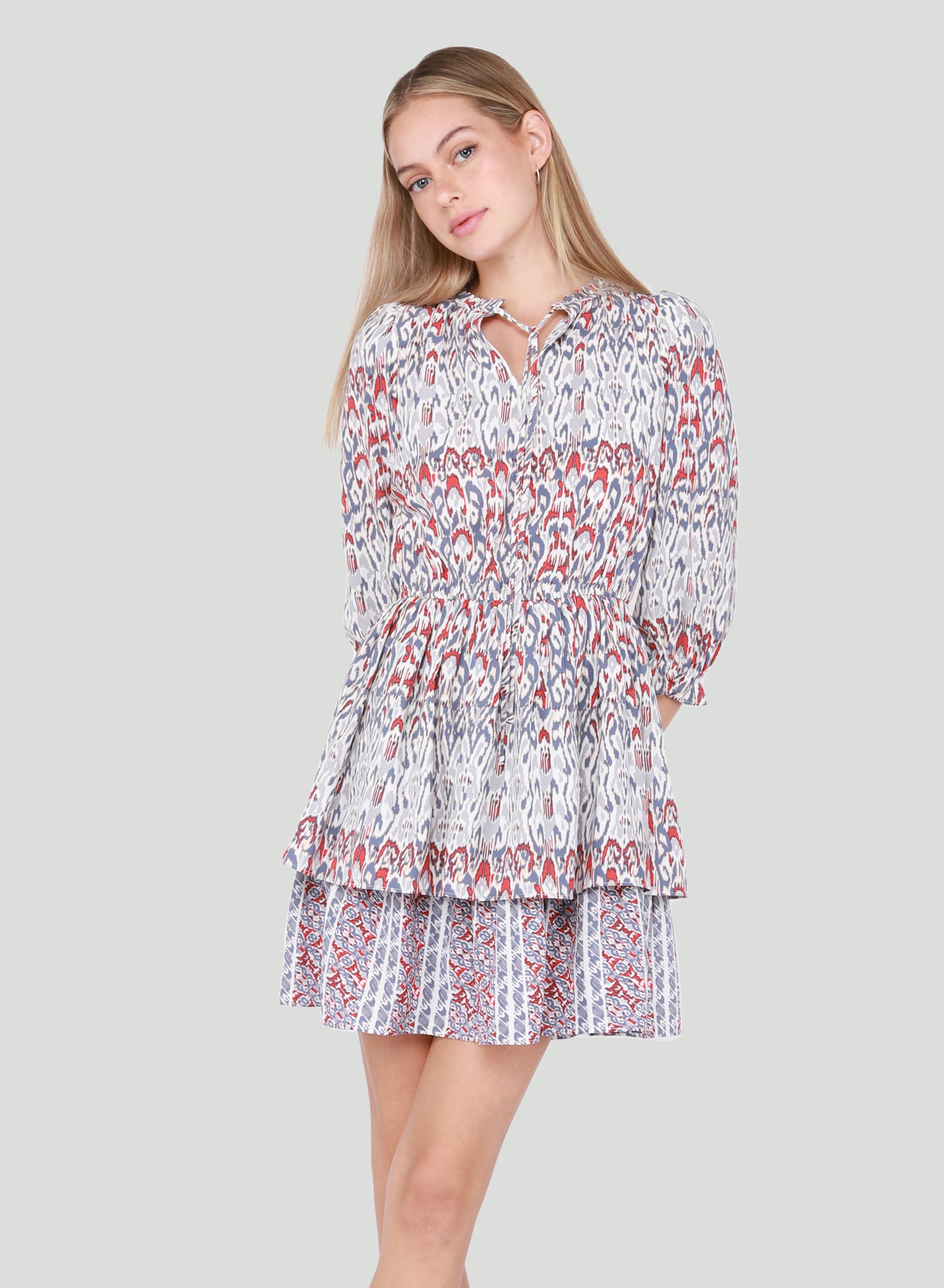 Ikat Smocked Mini Dress