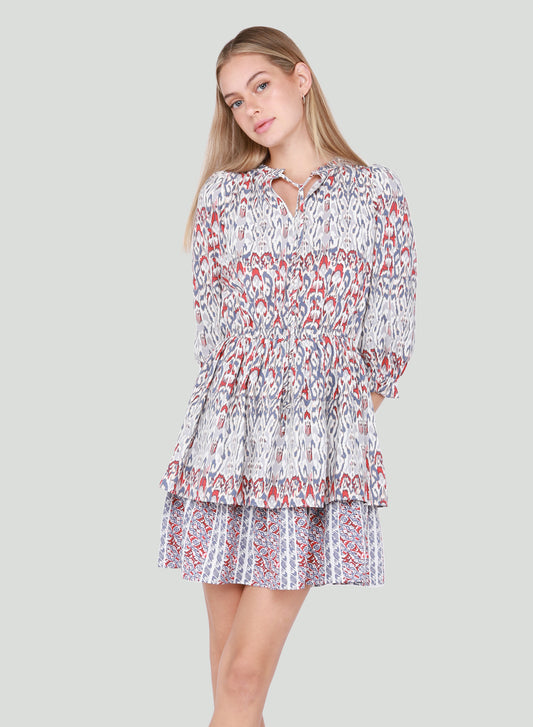 Ikat Smocked Mini Dress