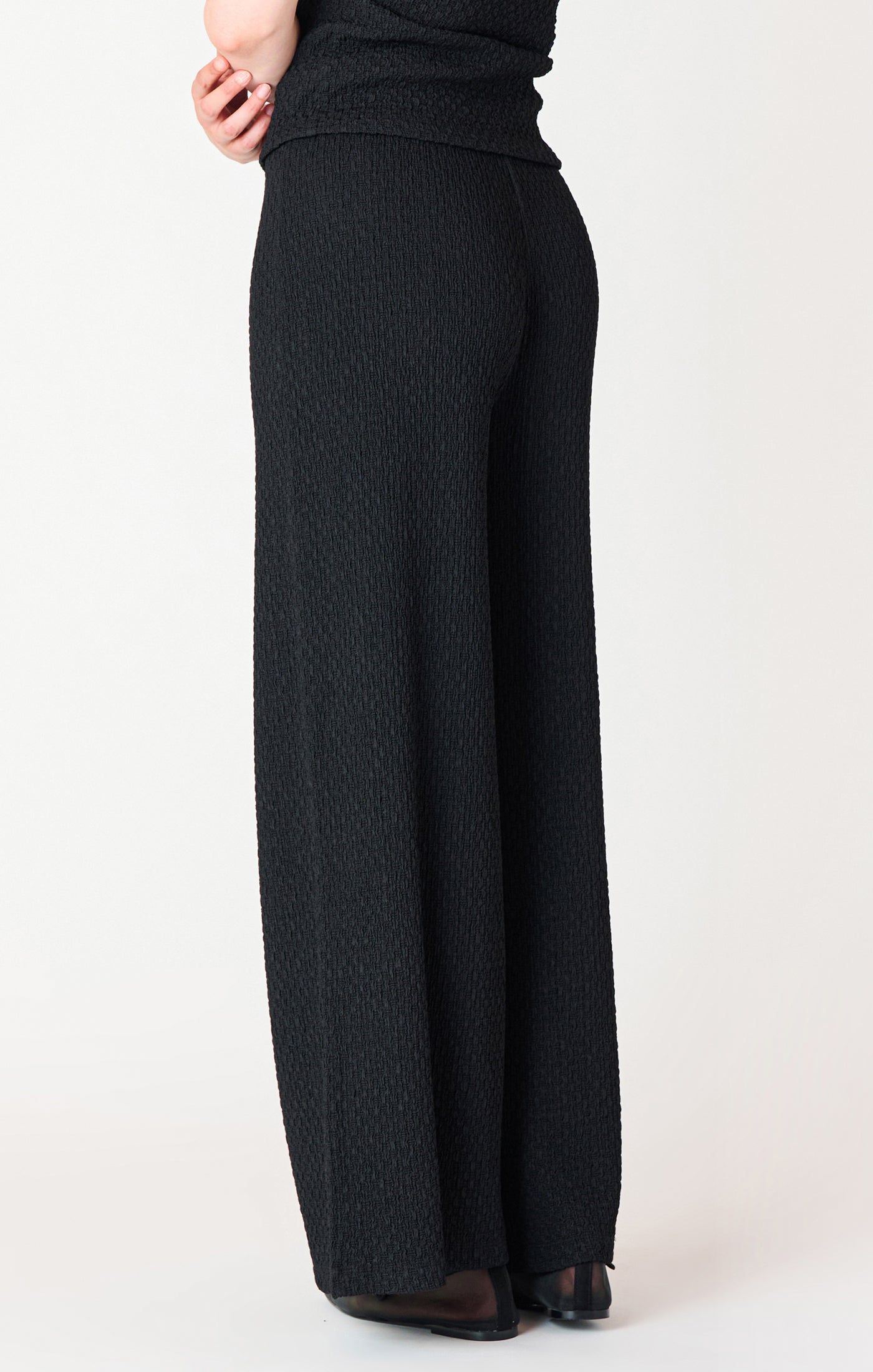 Textured Flowy Wide Leg Pants