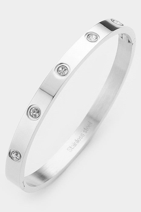 Crystal Stainless Steel Bangle Evening Bracelet
