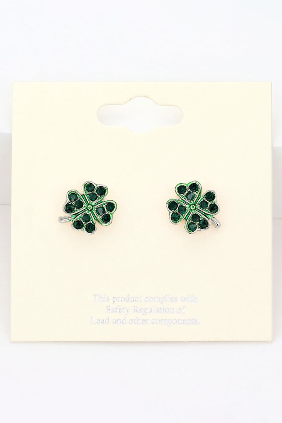 Crystal Pave Clover Stud Earrings