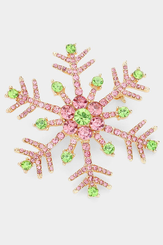Crystal Pave Snowflake Pin Brooch / Pendant