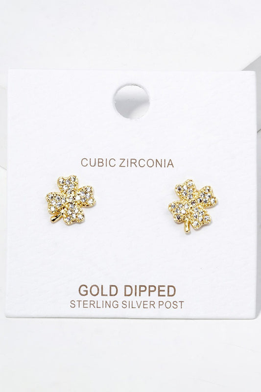 Cubic Zirconia Clover Stud Earrings