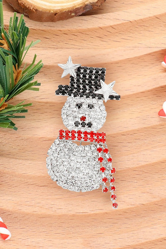 Crystal Christmas Snowman Brooch