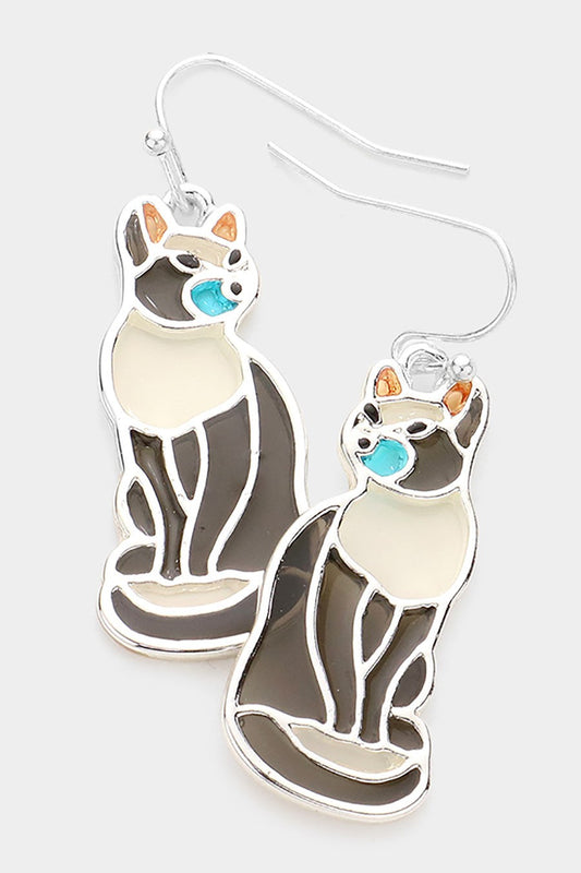 Colorful Cat Dangle Earrings