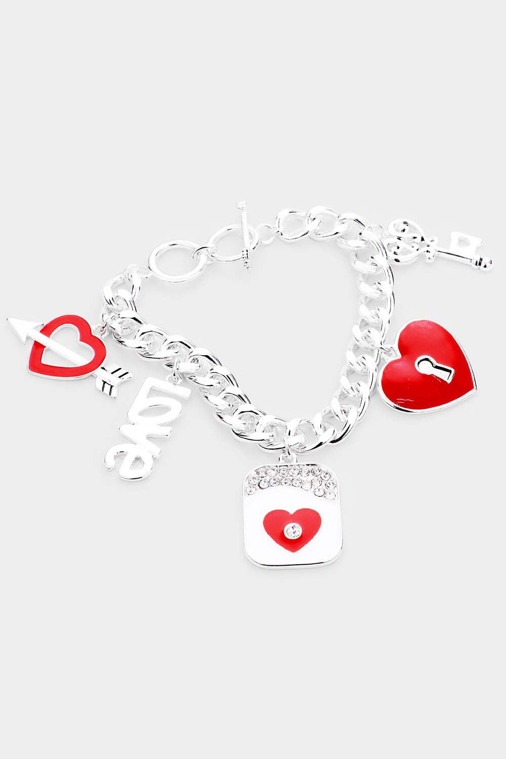 I Love You Heart Charm Toggle Bracelet