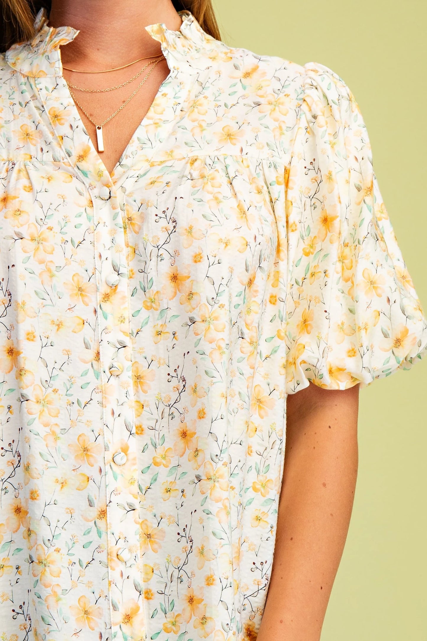 Sweet Petals Ruffle Neck Blouse