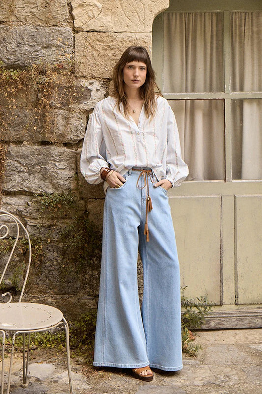 Boho Breeze Striped Peasant Top