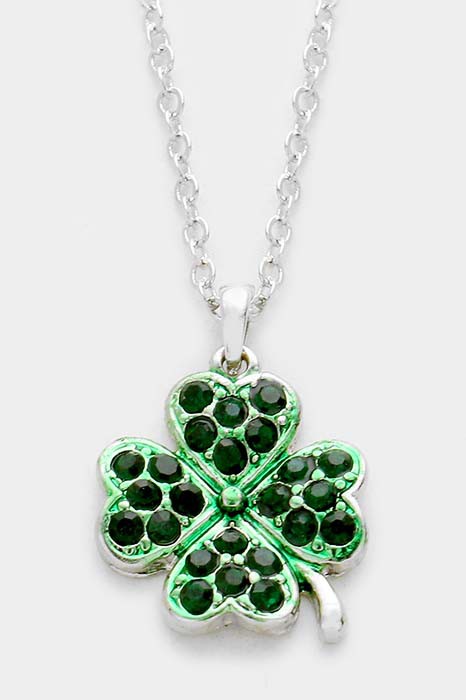 Crystal Pave Clover Pendant Necklace