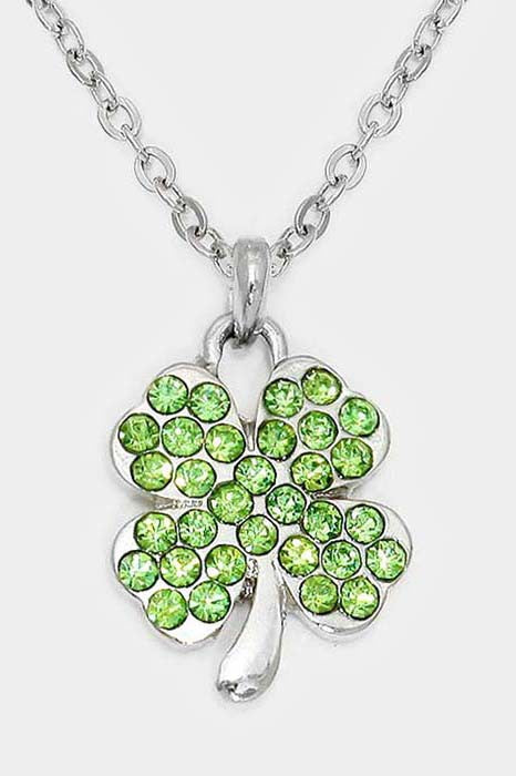 Crystal Pave Clover Pendant Necklace