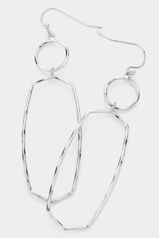 Textured Metal Circle Dangle Earrings