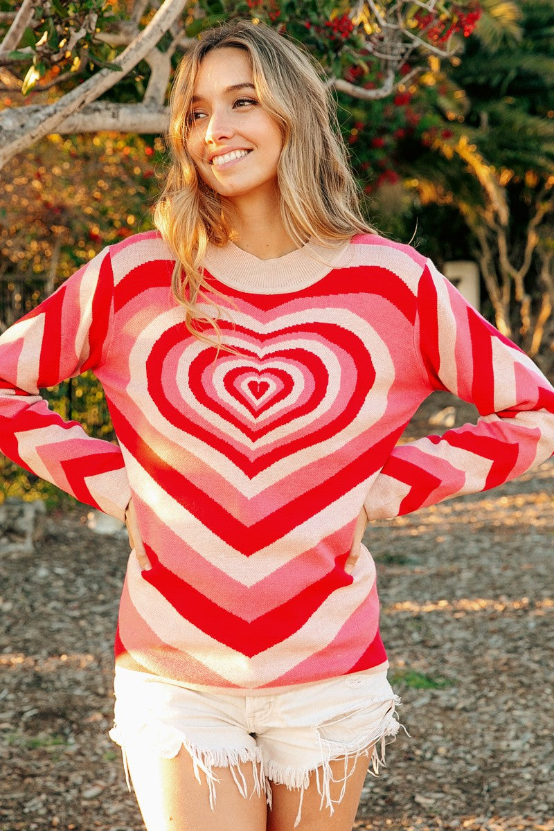 Gradual Sweet Hearts Pattern Knit Pullover Sweater