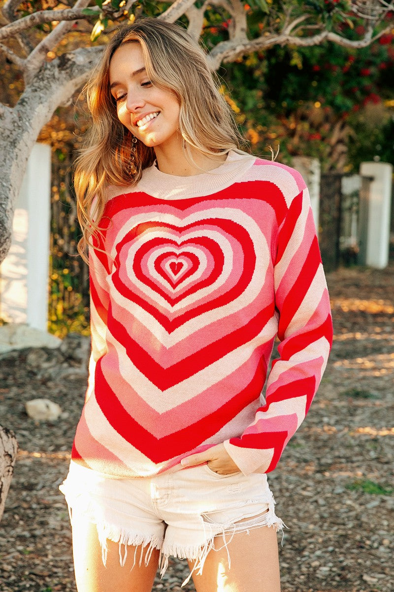 Gradual Sweet Hearts Pattern Knit Pullover Sweater