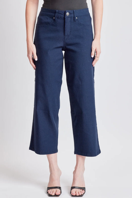 Mid Rise Hyperstretch Wide Leg Cropped Jeans