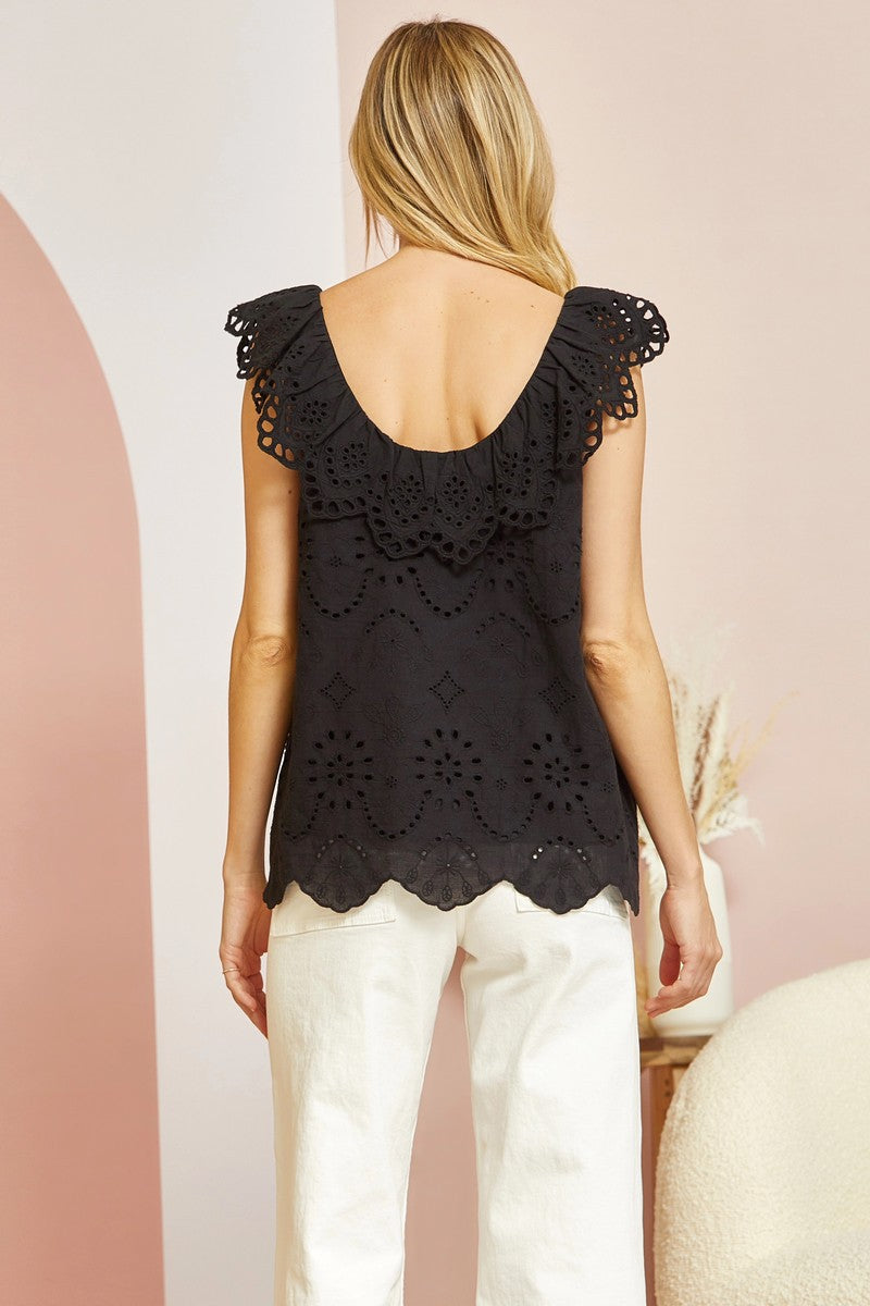 Eyelet Ruffled Top