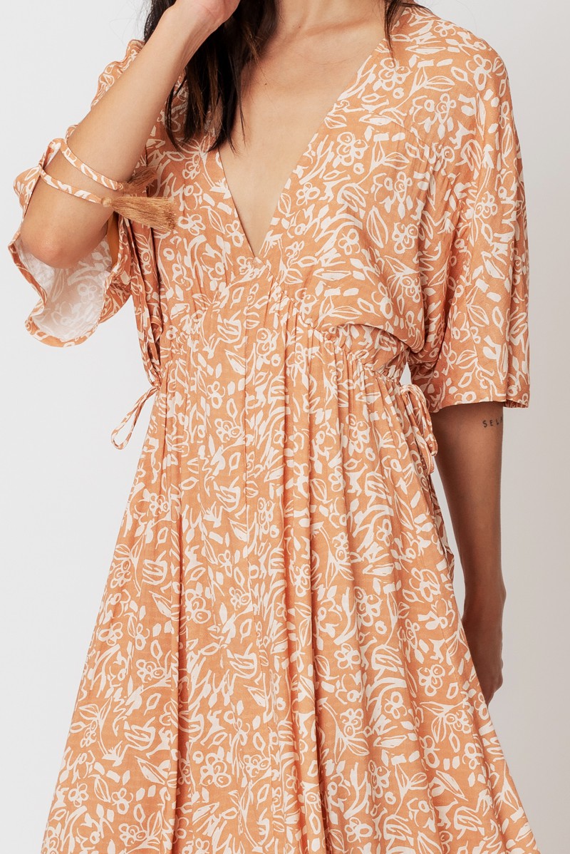 Kimono Sleeve V-Neck Maxi Dress