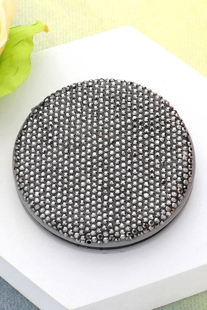 Bling Studded Round Compact Mirror