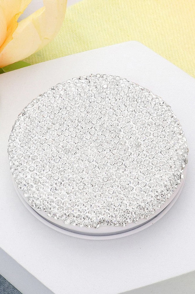 Bling Studded Round Compact Mirror