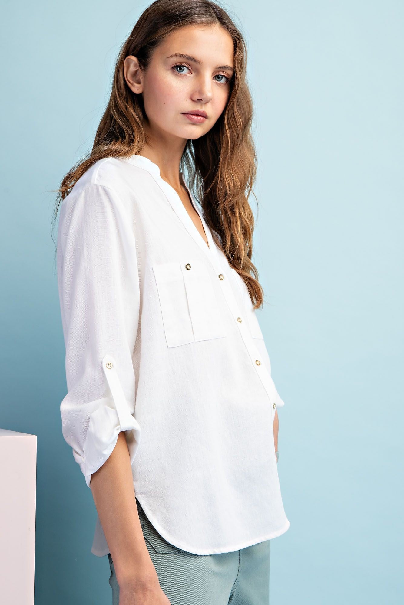 Soft Washed Button Down Top