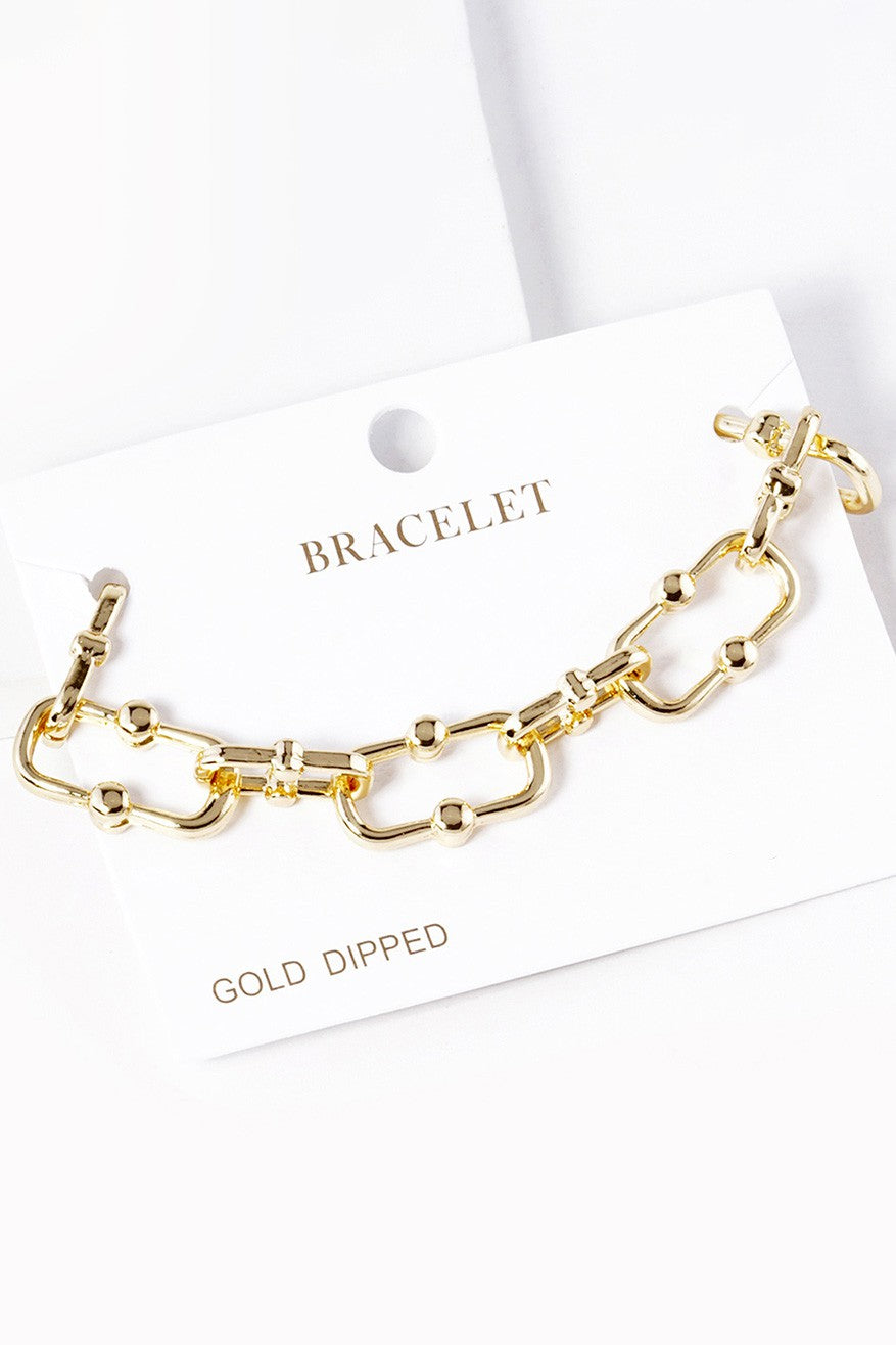 Gold Dipped Hardware Metal Chain Bracelet